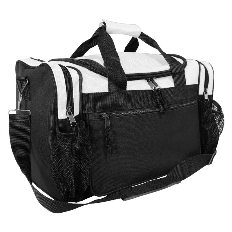 DALIX 17" Duffle Bag Dual Front Mesh Pocket in White - Image 1
